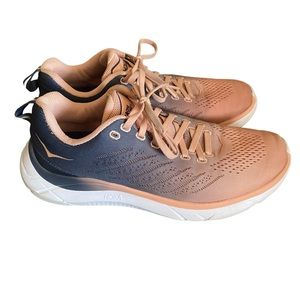 Hoka One One Hupana EM Women’s Size 7.5 Workout Walking Shoes Blue & Peachy Pink